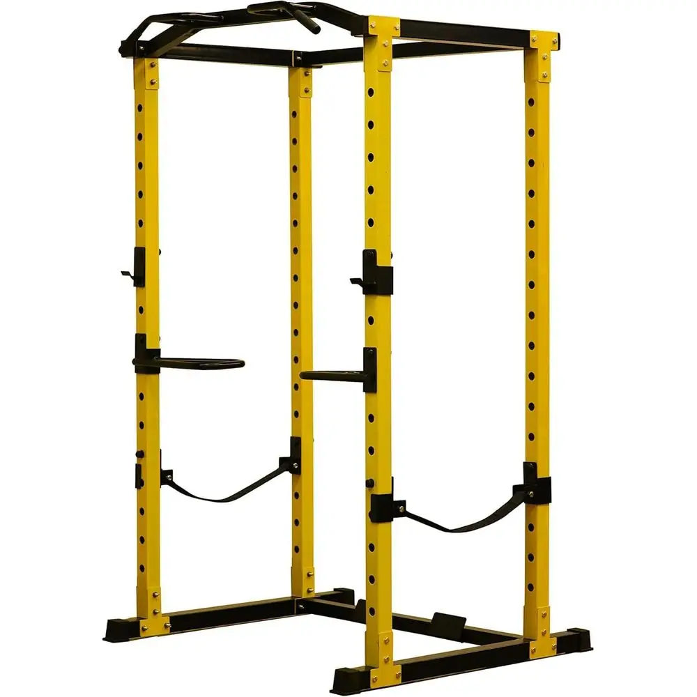 ELevon Power Cage Squat Rack for Home Gym - Multifunctional Exercise Equipment with Attachments, Black