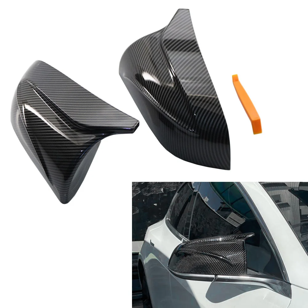 

Carbon Fiber Look Car Rearview Side Mirror Cap Cover 1Pair For Tesla Model 3 Model3 2017 2018 2019 2020