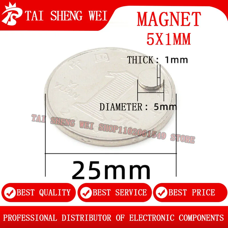 

20pcs Magnet 5X1mm 5X1.5mm 5X2mm 5X3mm 5X4mm 5X5mm N35 Strong Round Magnet neodymium 5mm Fridge NdFeB Rare Earth Magnetic Sheet