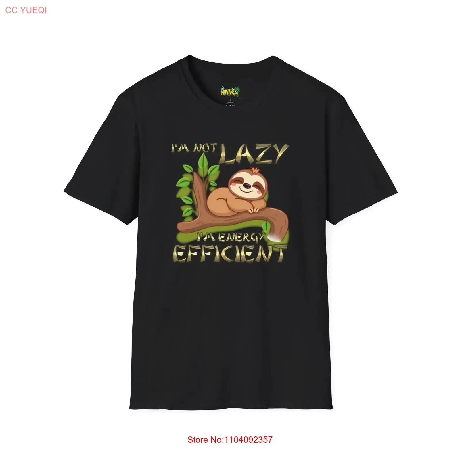 Lazy Sloth T Shirt I'm Not Energy Efficient Funny for Animal Lovers Casual Wear Eco Friendly Clothing vintage Washed Stretched