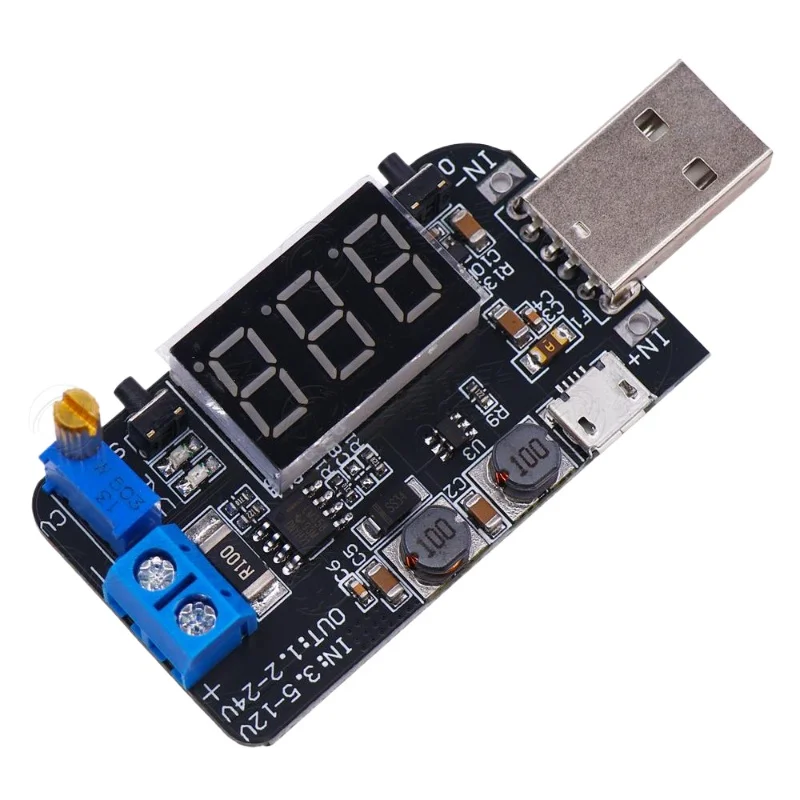 USB adjustable voltage regulator module with current, 5V to 3.3V 9V 12V 18V24V DPL