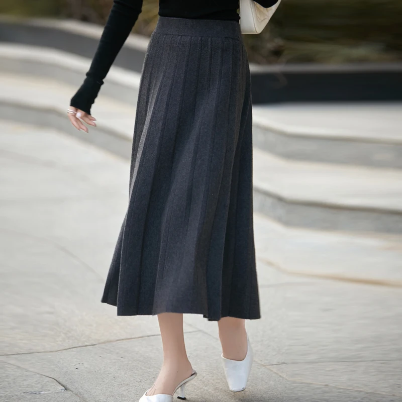 Autumn And Winter New 100% Pure Wool Hip Skirt Fashion Sexy Slim Skirt High Waist Cashmere Knit Skirt