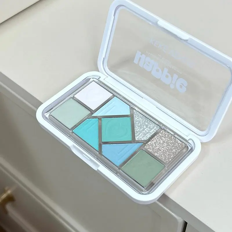 Hortelã difusa rosa azul pequeno quadro rosa paleta de sombras de nove cores baixa saturação claro hortelã verde pérola fosco suave puro des