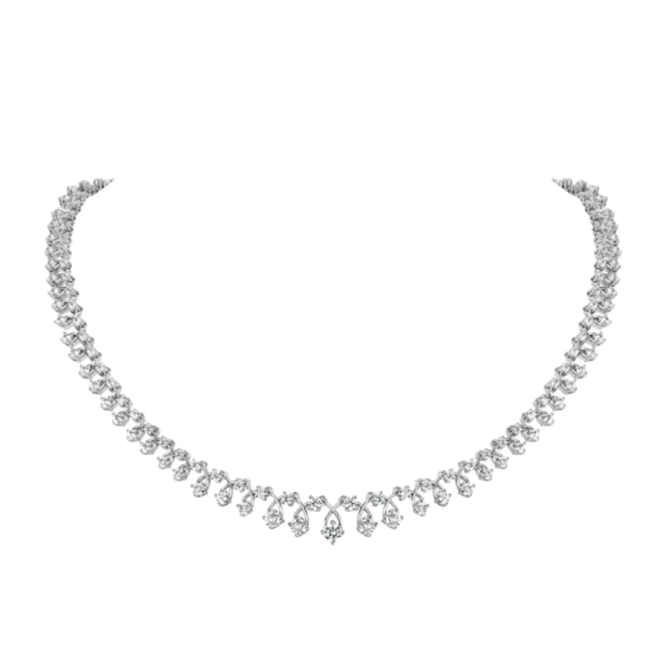 

BELLUX Pendant 925 Silver Synthetic Zircon Starry White Diamond Starry Sky Ring Interlocking Fashion Light Luxury Necklace