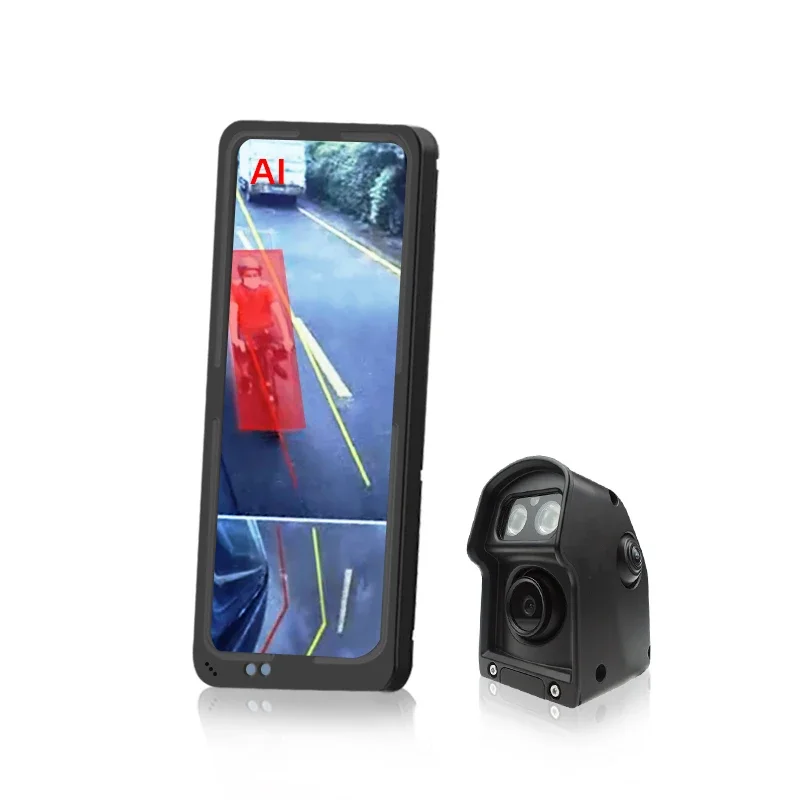 12.3inch Truck Side Mirror Monitor AI Blind Spot Detection Rearview Reverse Monitoring HD Dual Lens Camera For Bus Truck