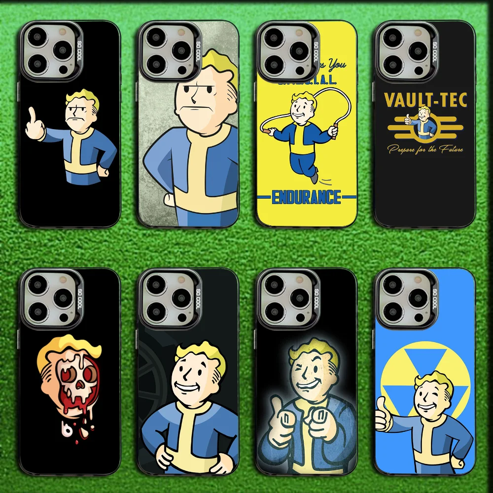 

S-Shelter Games F-Fallout Phone Case For iPhone 16,15,14,13,12,11,Mini,Pro,SE,MAX Gray Matte Silicone Black Cover