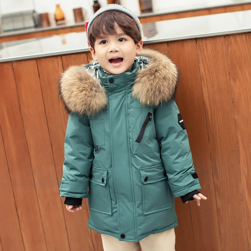 -30 Degrees new children's winter clothing Camouflage thick down jacket for little boys Warm red down coat for little girls 2-8T