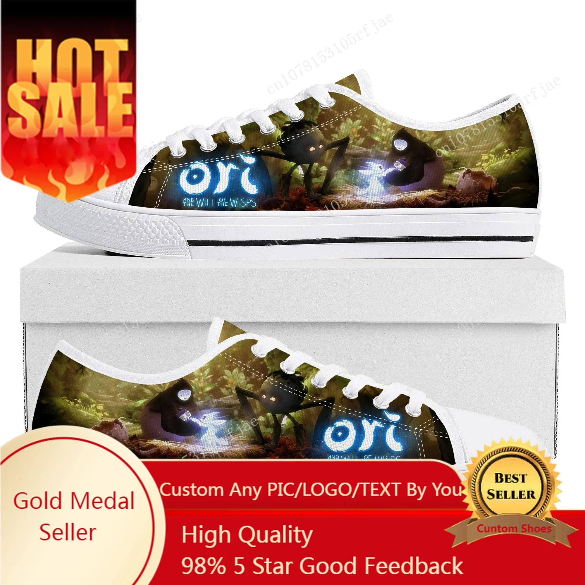 

Cartoon Game Ori and The Will of The Wisps Low Top Sneakers Womens Mens Canvas Sneaker Couple Custom Built Shoes