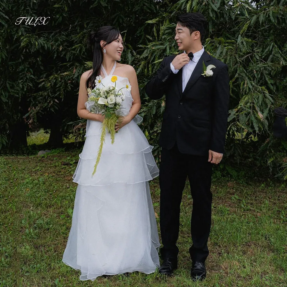 تولكس أنيقة الأورجانزا الرسن فساتين الزفاف كوريا تبادل لاطلاق النار الصورة ألف خط طويل المتدرج زي العرائس مشد مخصص ستنسخدريس 2026 #1