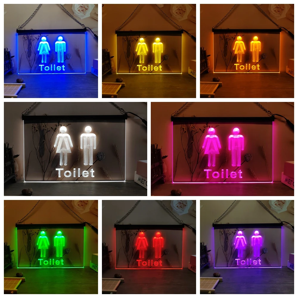 Unisex Men Women Male Female Toilet Restroom Washroom LED Neon Sign-3D Carving Wall Art for Home,Room,Bedroom,Office,Farmhouse