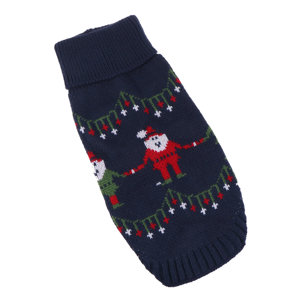 

1pc Pet Dog Christmas Knitted Turtleneck Sweater Puppy Clothes Warm Winter Costume Festive Print Stretchable Blue Size S M L Xl