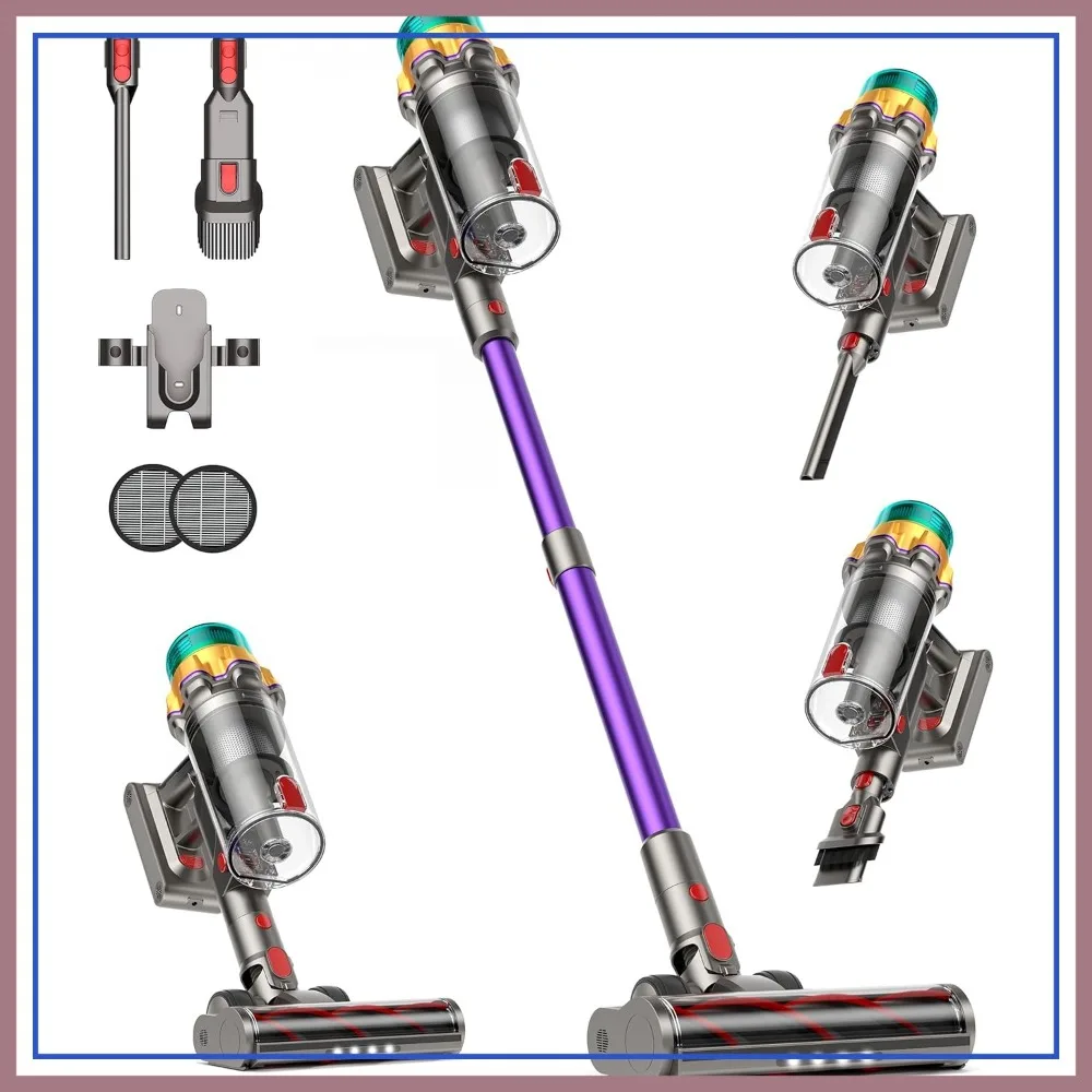 Cordless Vacuum Cleaner, 55KPA 650W 65Mins Extra-Large Dust Cup, Rechargeable Stick Vacuum with Self-Standing, for Hardwood Floor, Carpet, Pet Hair