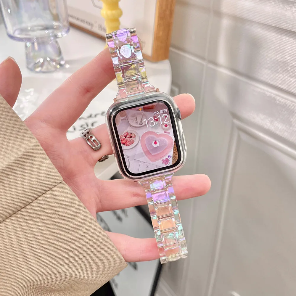 

Лазерный ремешок для Apple Watch Ultra 49 мм 46 45 44 38 40 41 42 мм Прозрачный браслет для iWatch Series 10 9 8 7 6 5 SE Браслет