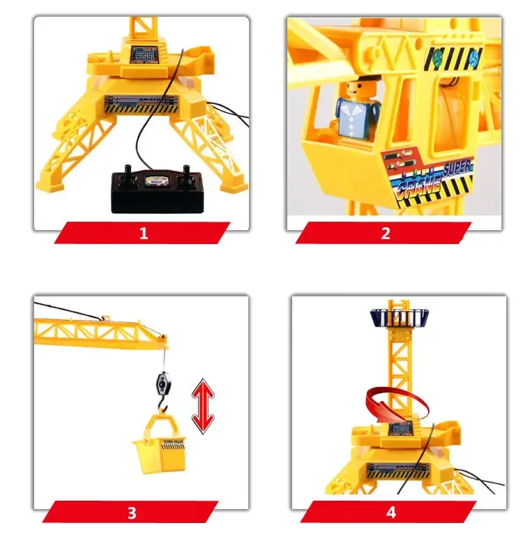 Rc Crane Toy para crianças, controle de fio, torre de construção, guindaste, simulação, com fio, controle remoto, engraçado, novo, carro, presente