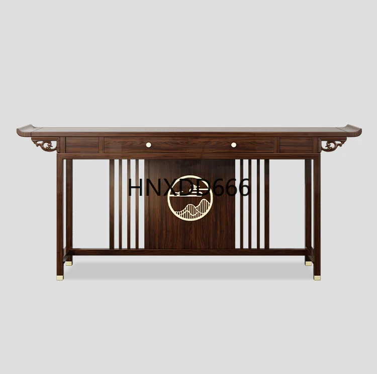 New Chinese-style entrance table, central hall table, ebony wood