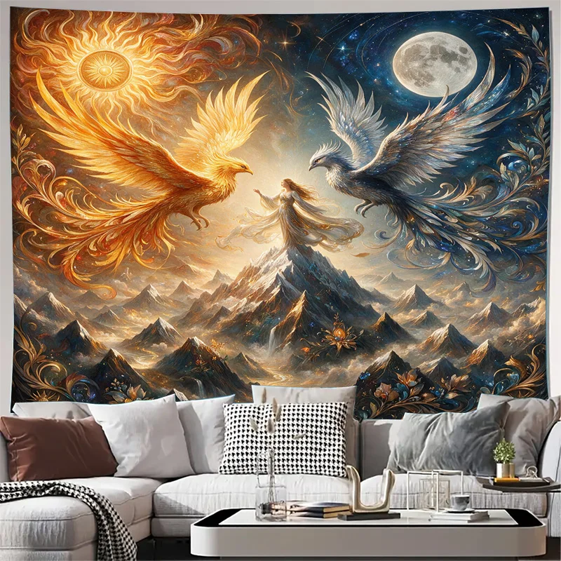 Luxurious Galaxy Nebula Space Art Print Curtain Drape Window Decor Semi Sheer Sunrise Moonlight Fantasy Mountain Backdrop Zipper