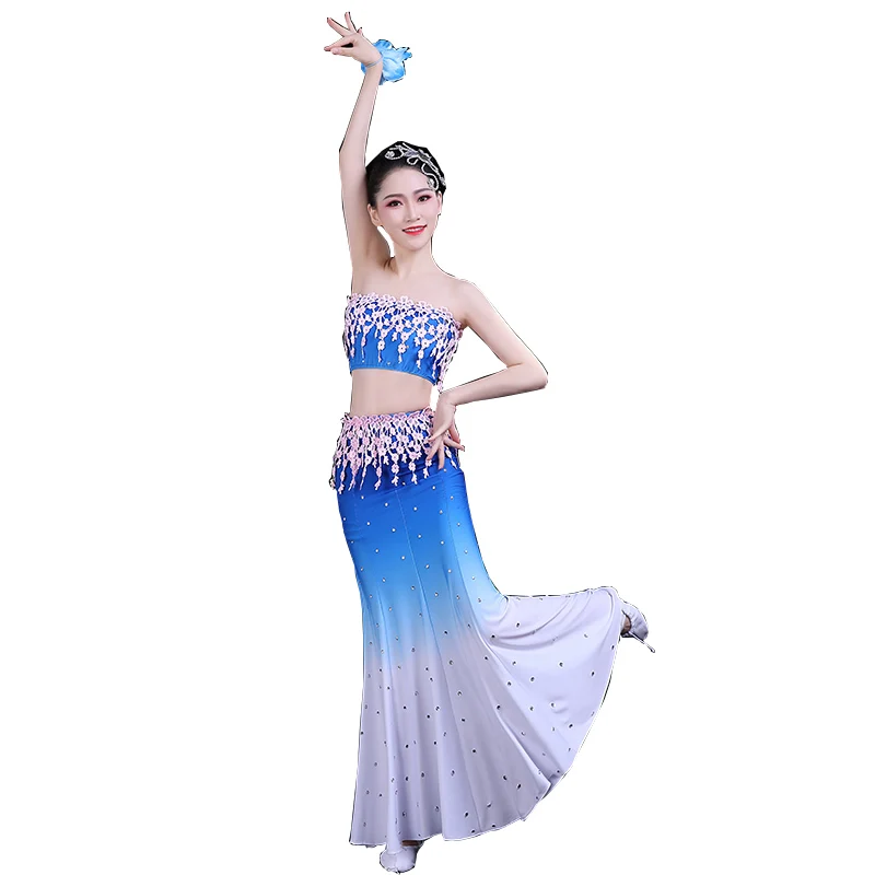 Nieuwe Chinese Dai Pauw Dance Dress Fish Tail Leotard Girl Dancewear Woman Hmong Dance Kostuum Voor Podium Perfromance Festival