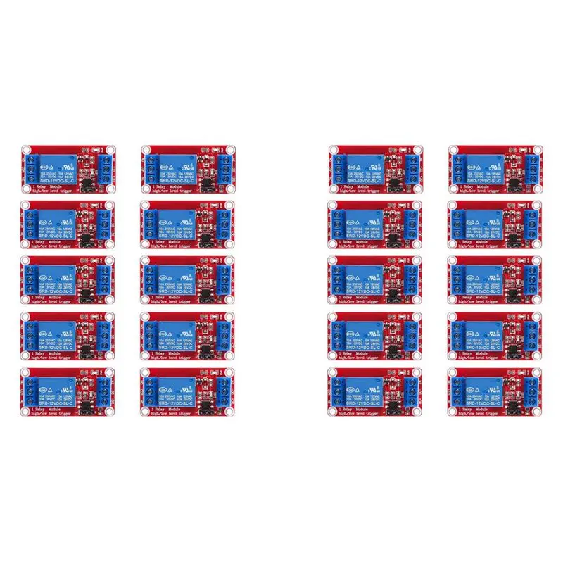 

Модуль реле A88E-20Pcs, 12В постоянного тока, 1 канал, с оптопарной изоляцией, поддержка высокого или низкого уровня