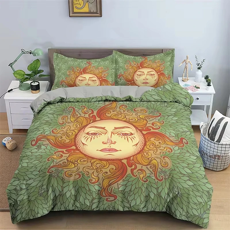 Boho Sun Duvet Cover Stars Galaxy Astrology Constellation Bedding Set Microfiber Bohemian Quilt Cover Queen Twin for Kids Adults