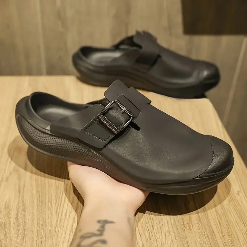 Slides Half Flat Outdoor Designer Luxury Men's Shoe Y2k Elegant Low Price Cheap Shoes Liquidation Summer Sale Male Slipper Brown