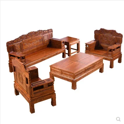 Chinese-Style Solid Wood Sofa Elm Antique Elephant Head Couch In Ming And Qing Dynasties