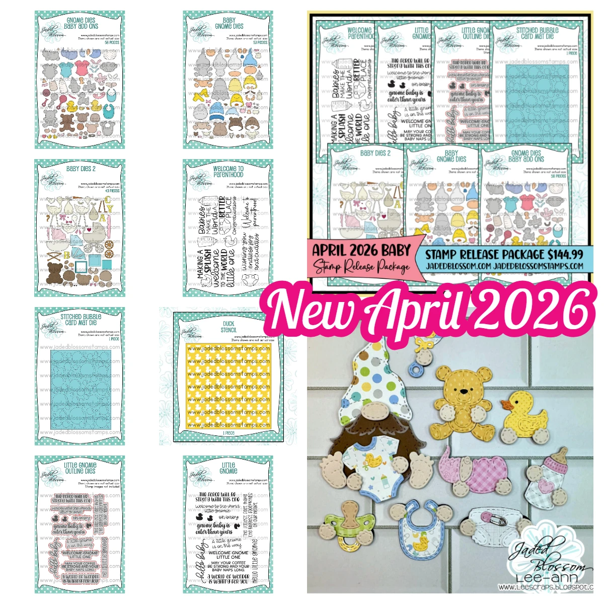 

April 2026 New Metal Cutting Dies Stamps for DIY Handmade Scrapbooking Card Jaded Blossom Gnome Dies: Baby Add Ons Little Gnomie