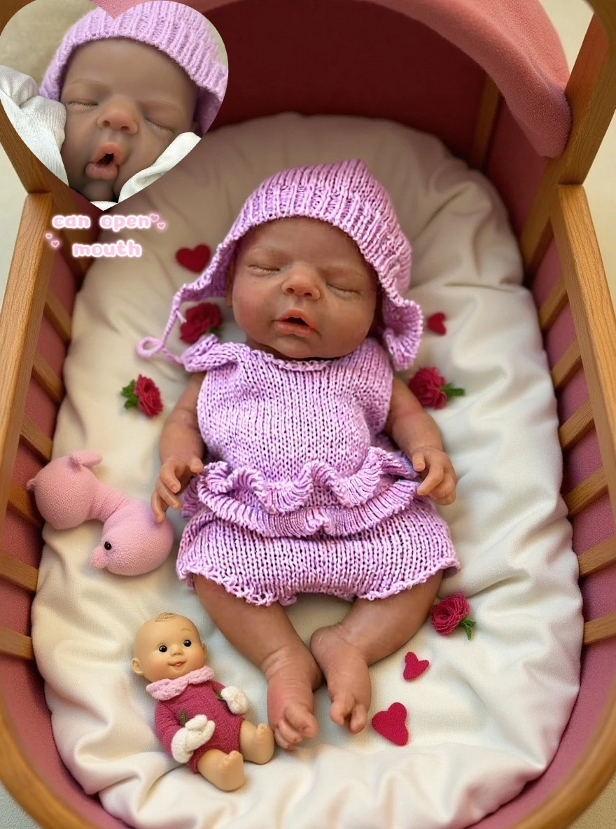

10 Inch Dark Skin Silicone Reborn Girl Handmade Soft Touch Bebe Bald Reborn Doll For Children Birthday Gifts