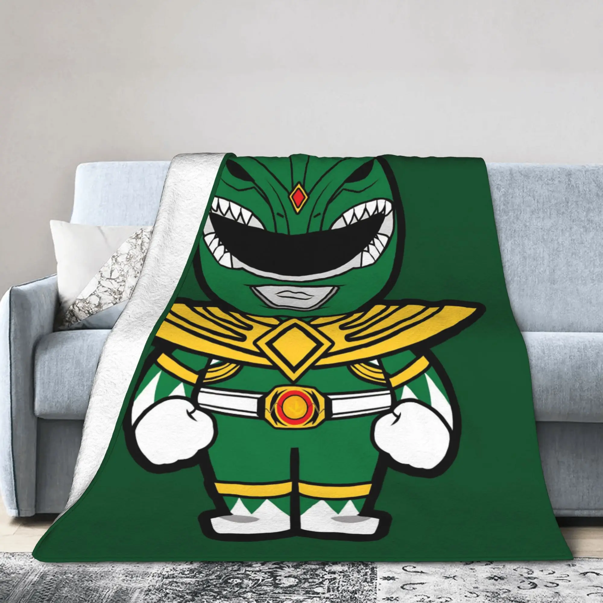 Green Ranger Chibi Blankets Flannel Power R-Ranger Super Warm Throw Blanket for Bed Bedroom Quilt