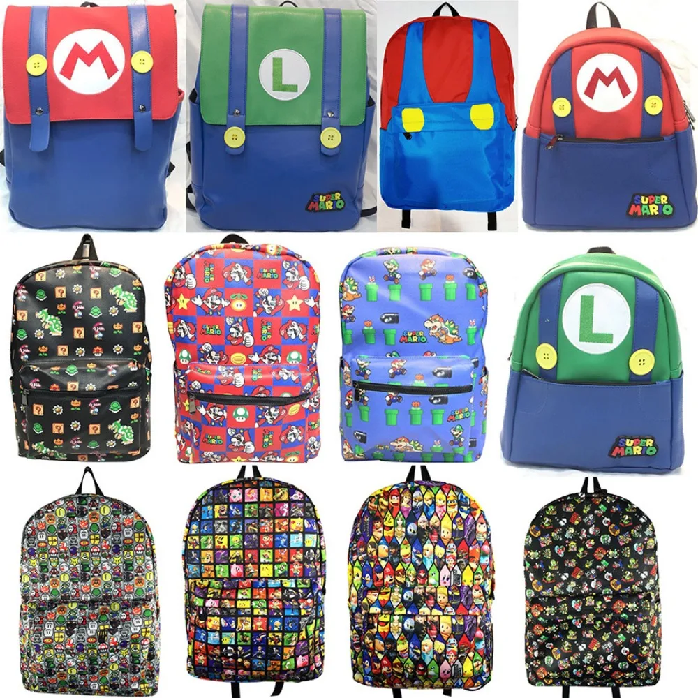 Cartoon Mario Fashion Backpack Lightweight and Large Capacity Schoolbag Portable Waterproof Travel Backpack Kids Exquisite Gifts