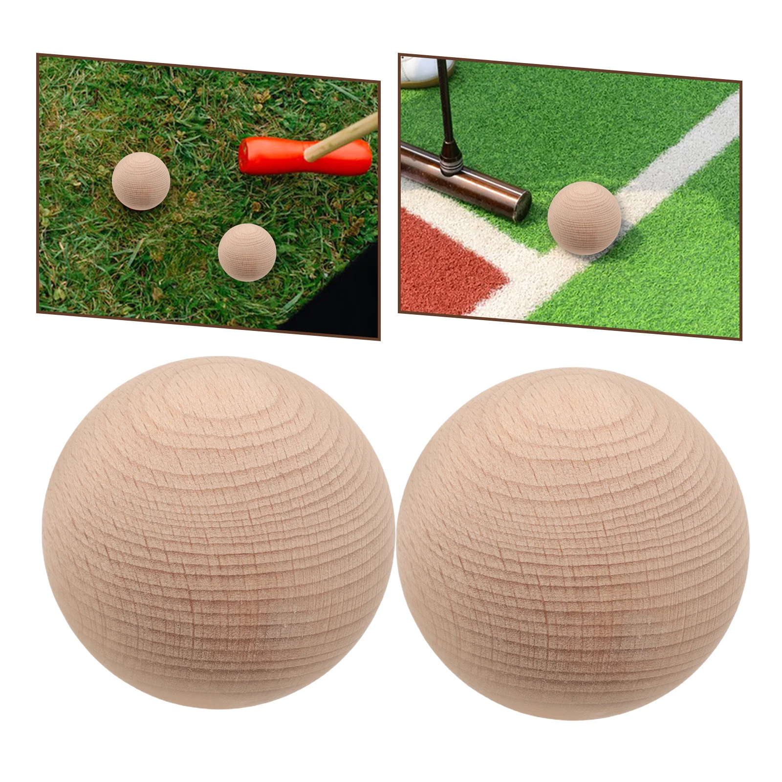 

3Pcs Beech Wood Croquet Golf Balls Durable Outdoor Lawn Game Set for Play Wooden Balls for Crafts