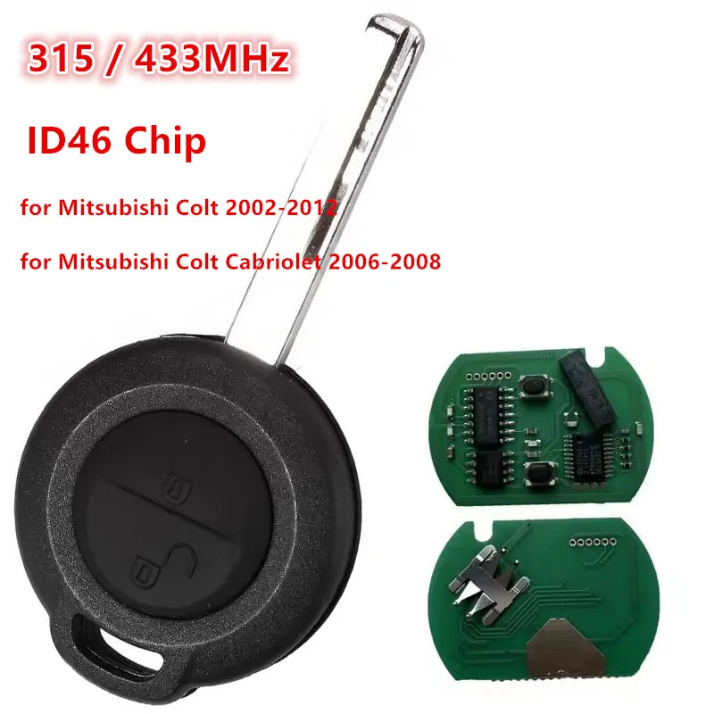 

Автомобильный ключ-брелок Keyecu с 2 кнопками для Mitsubishi Colt 2002-2012, Cabriolet 2006-2008, Smart 454 ID46 MN901621 315/433 МГц HU56