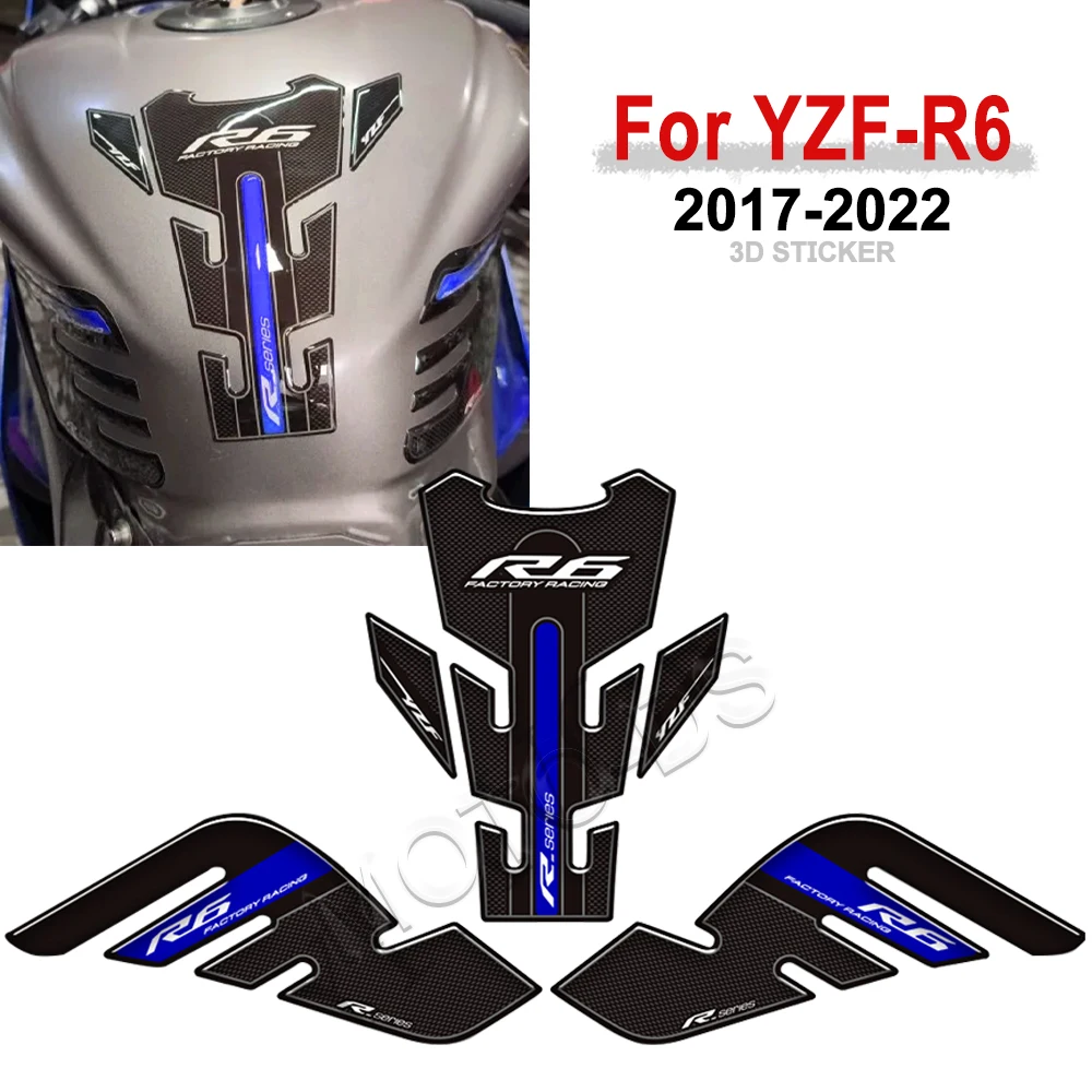 

For YAMAHA YZF-R6 YZF R6 YZFR6 3D Epoxy Resin Motorcycle Tank Pad Protection Sticker New Decorative Decal 2017-2022