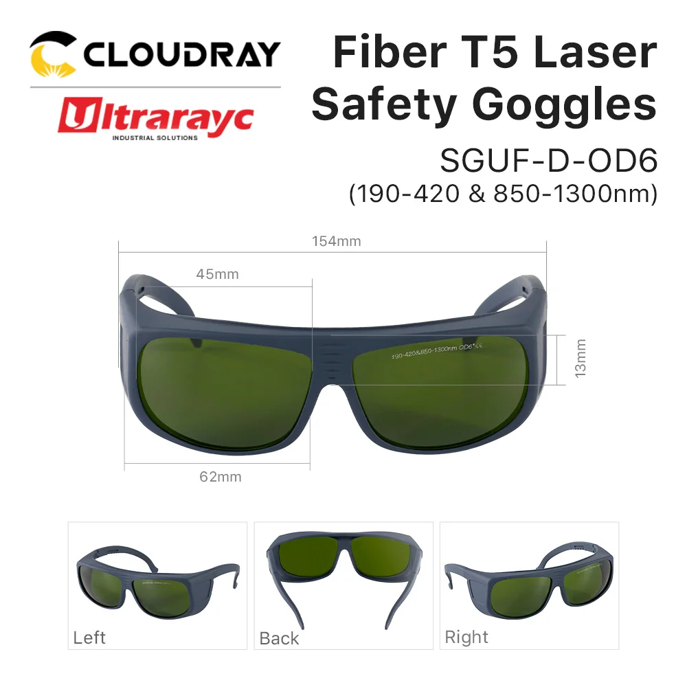 Laserowe okulary ochronne Ultrarayc 1064nm Styl D OD6+ CE Gogle ochronne do maszyny laserowej światłowodowej 190-420nm i 850-1300nm