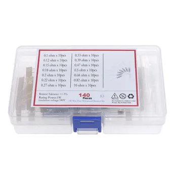 140 Stuks 14 Waarde 1W Zekering Draadgewonden Weerstand Kit 0,1ohm 0,12r 0,15r 0,18r 0,2r 0,2r 0,22r 0,27r 0,33r 0,39r 0,47r 5 0,68r 0,82r 10ohm