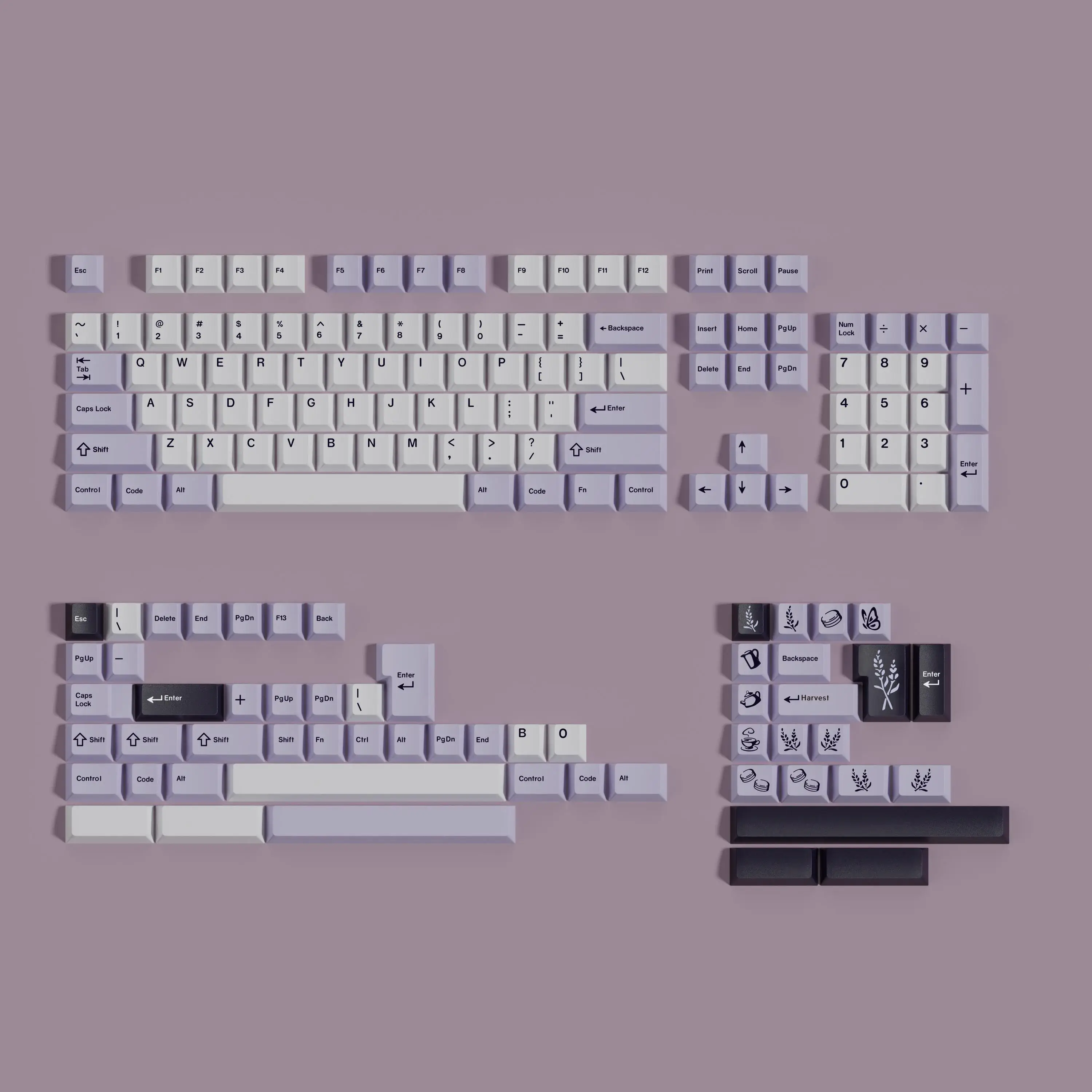

Полный набор GMK Lavender Keycaps Dye-Sub Chreey PBT Персонализированные механические колпачки для клавиш, включая 7U Fitter ALICE
