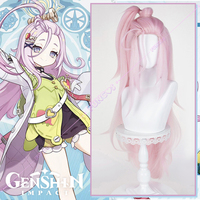 Aino Cosplay Wig Genshin Impact Pink Long Wavy Hair Synthetic Wigs For Women Gilrs Nod-Krai Song of the Welkin Moon Free Wig Cap