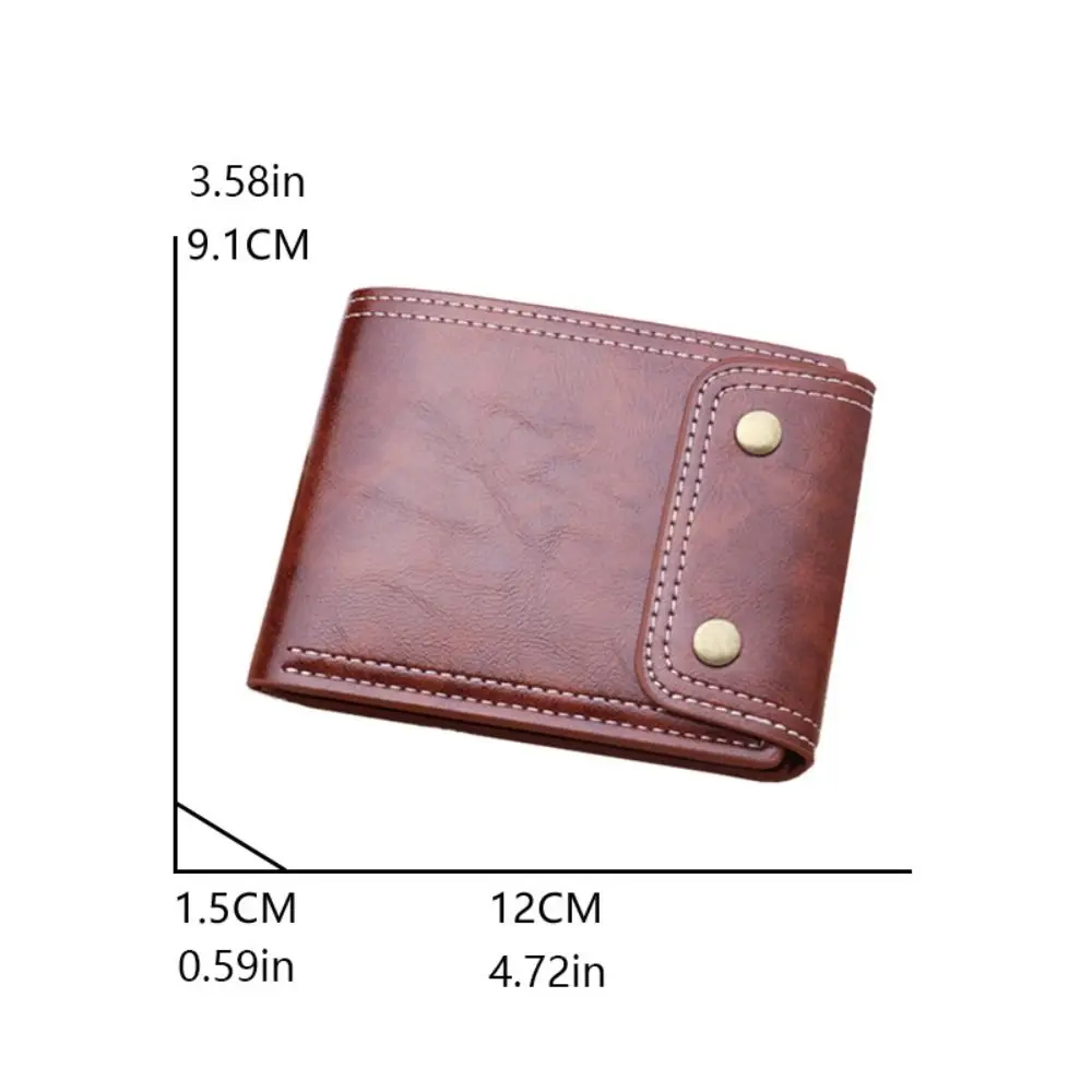 Solid Color Pu Leather Small Wallet For Men Short Simple Men'S Purse With Buttons Ultra Thin Credit Card Bag Coin Purse