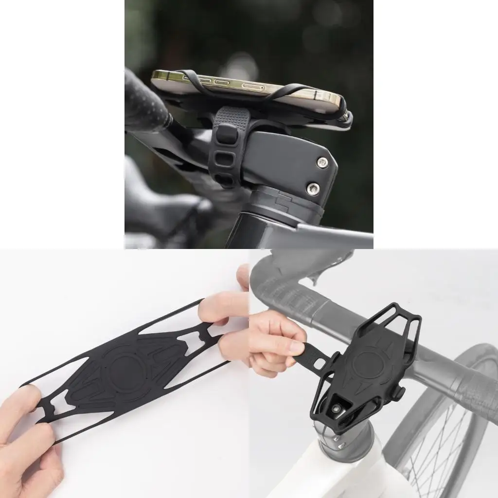 Flexible Bicycles Phone Bracket Anti Shock Silicone Enhanced Grip For Mobile Dev  