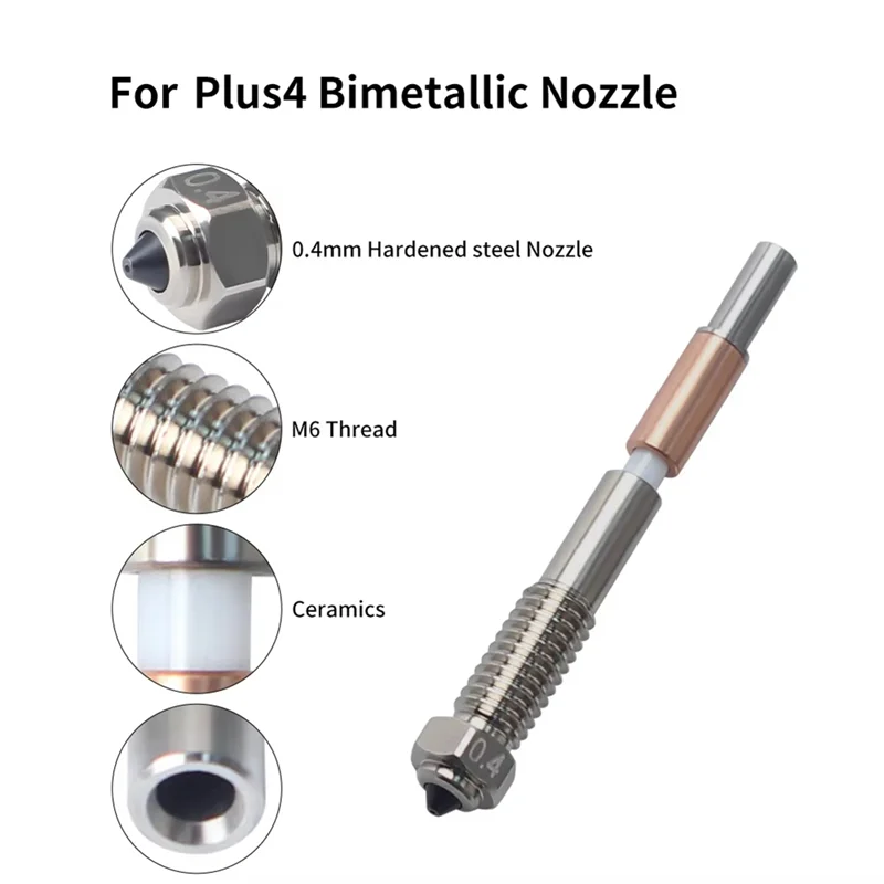 Altamente raccomandato 2 pezzi per ugello bimetallico QIDI Plus4 rimozione rapida isolamento integrazione ugelli da 0,4 mm ad alta temperatura