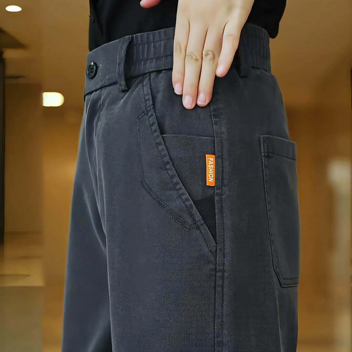 High-End Men's Workwear Pants Multi-Pocket Tear-Resistant Wear-Resistant Automotive Repair Loose Safety Protection Jeans