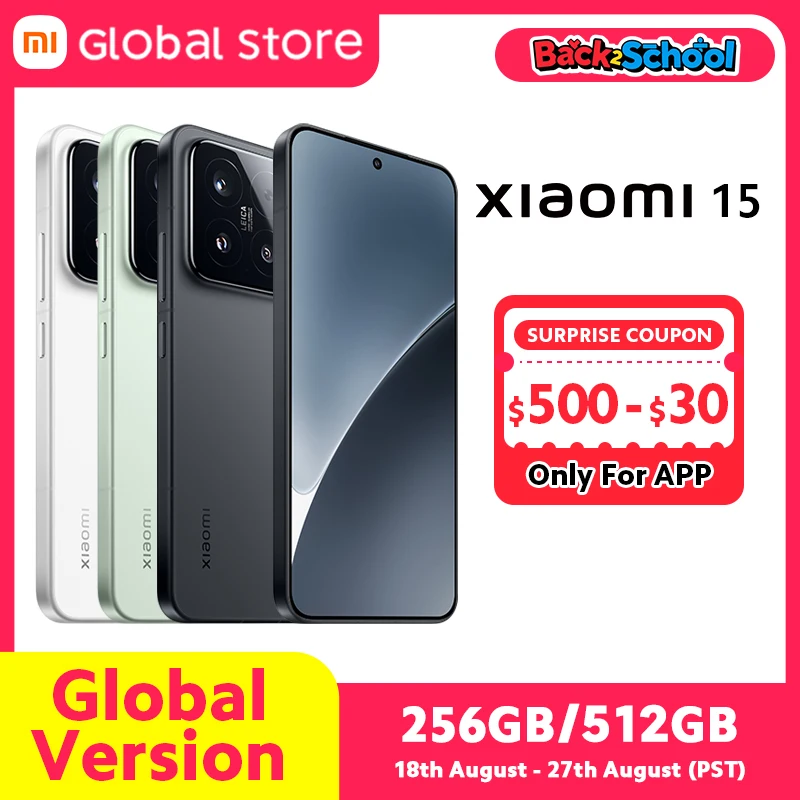 Estreno mundial Xiaomi 15 Smartphone versión Global, Snapdragon®8 Elite-cámara Leica de carga, 90W, 5240mAh, Pantalla AMOLED de 6,36 pulgadas, 5G