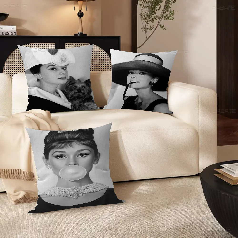 

Audrey Hepburn Pillow Gift Home Office Decoration Bedroom Sofa Car Cushion Cover case 45x45