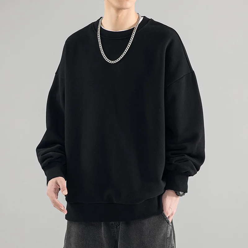 Spring Autumn O Neck Sweatshirts Men Solid Streetwear Y2K Pullover Hoodies Male Fashion Hip Hop Vintage Hoodie Mens Clothing