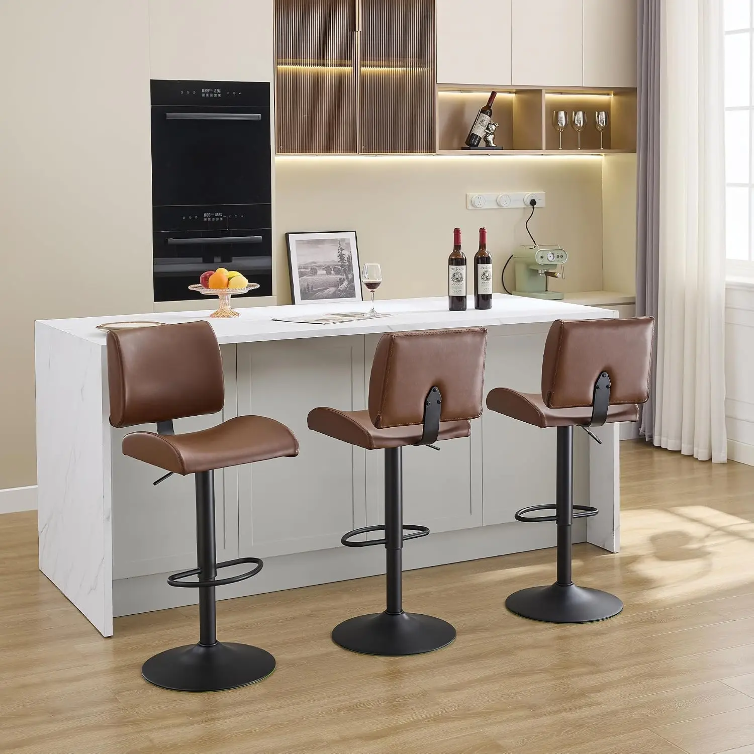 Counter Height Bar Stools Set of 3 with Backs Adjustable Height 24
