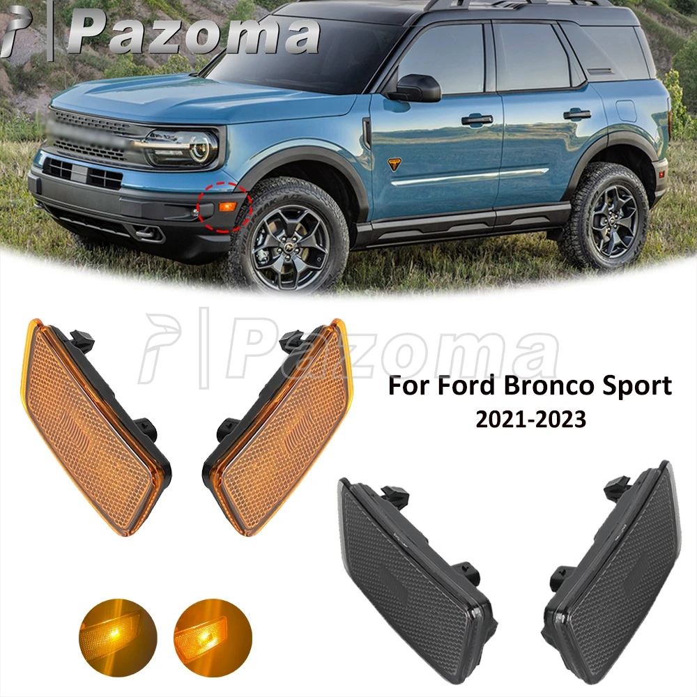 

Car Accessory LED Front Side Marker Light Indicator Front Bumper Marker Lamps Plastic LH RH For Ford Bronco Sport 2021 2022 2023
