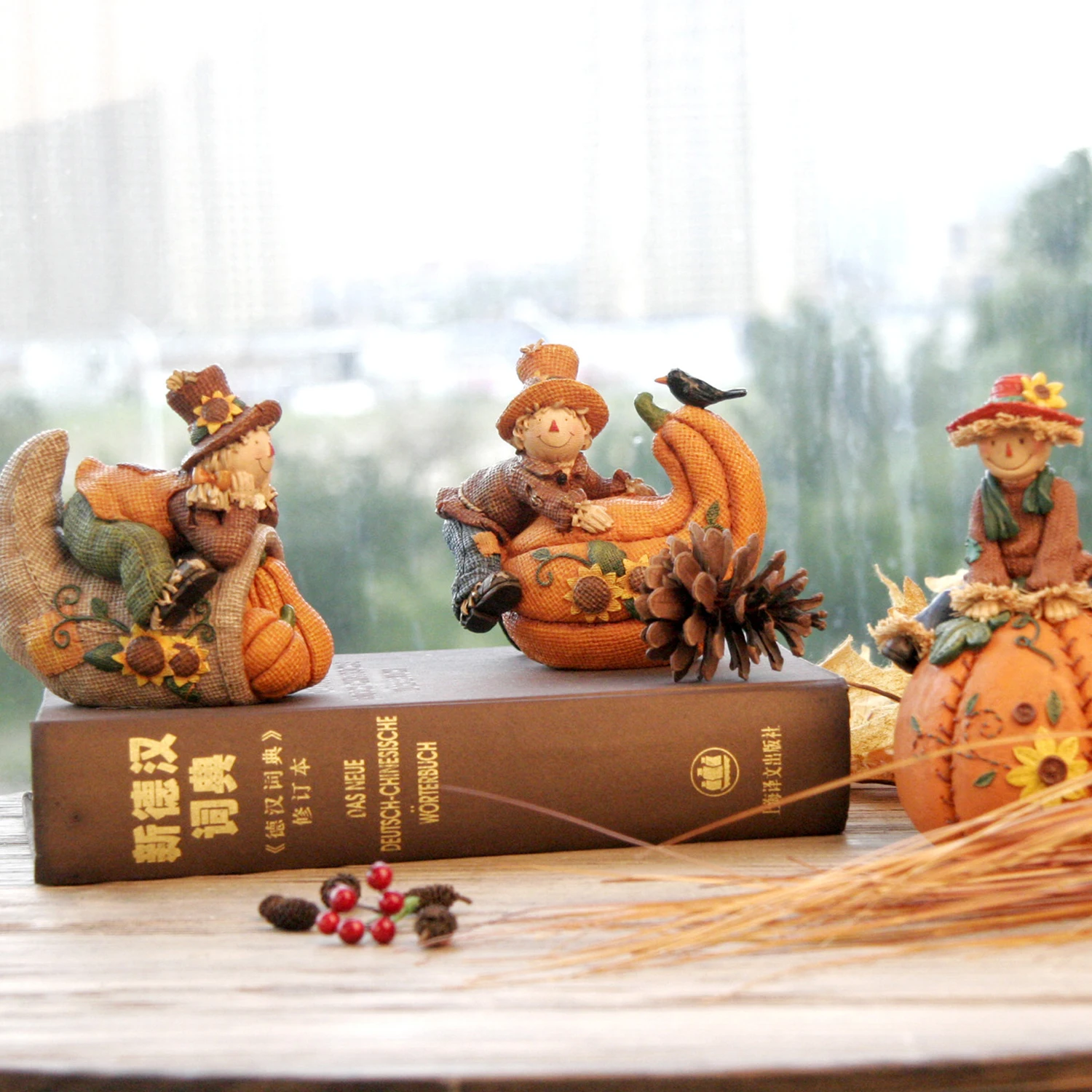 Pumpkin Crafts Decor Simulation Sculpture Desktop Lawn Harvest Festival Resin Window Scene Decorations Holiday Ornaments Gift