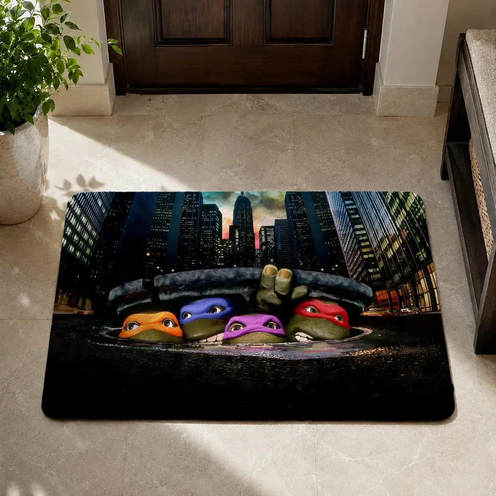Anime N-Ninja Turtles Floor Mat Flannel Rug Non Slip Absorbent Soft Washable For Entryway Hallway Bathroom Kitchen Decor