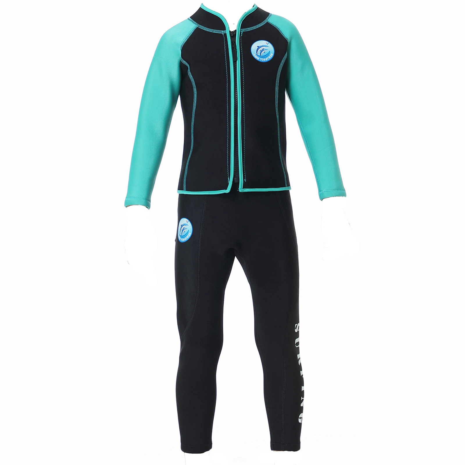 

Kids Boys Girls 2.5mm Neoprene Wetsuit Thermal Protection Swimsuit Diving Bathing Suit Long Sleeve Zipper Jacket With Pants Sets
