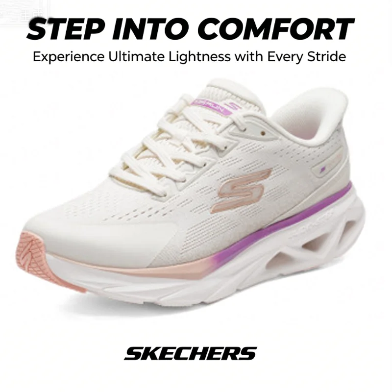 Skechers Women's GO RUN Training Running Shoes, Glide-Step Cushion Breathable Mesh Lightweight Sport Sneakers 129825-NAT