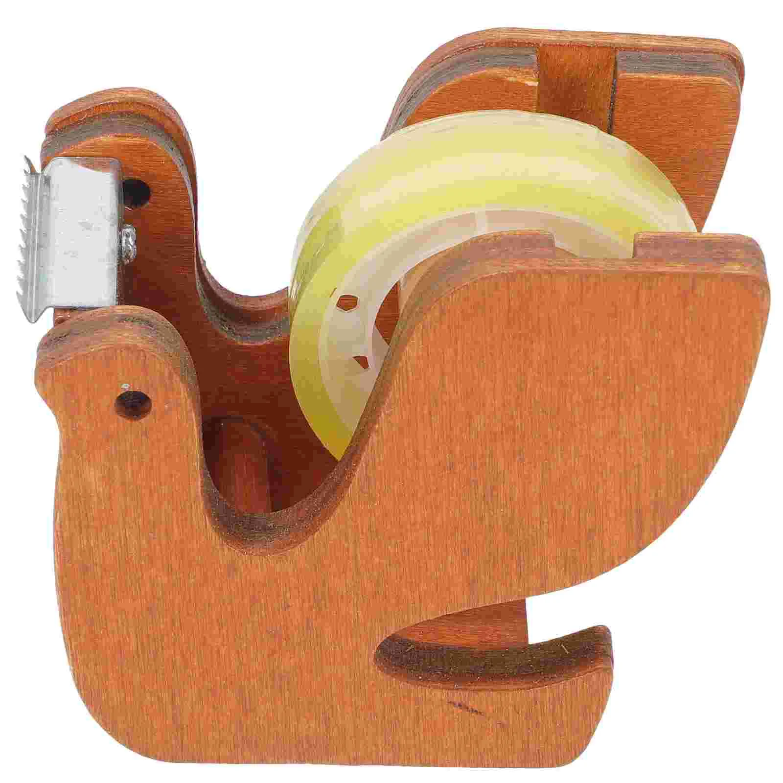 

Wooden Tape Dispenser Desktop Holder Office Supplies Cute Animal Design Lasting for Home School Workshop for Home